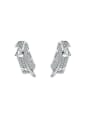 thumb 925 Sterling Silver Cubic Zirconia Feather  Dainty Stud Earring 0