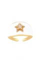 thumb Brass Enamel Rhinestone Star Minimalist Band Ring 4