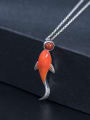 thumb 925 Sterling Silver Carnelian  Minimalist Fish Pendant Necklace 2