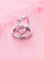 thumb 925 Sterling Silver With Platinum Plating  Letter I LOVE UJ Couple Rings 1
