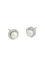 thumb 925 Sterling Silver Freshwater Pearl Geometric Vintage Stud Earring 3