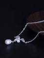 thumb 925 Sterling Silver Freshwater Pearl Flower Vintage Necklace 2