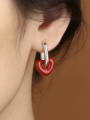 thumb 925 Sterling Silver Enamel Heart Minimalist Huggie Earring 1