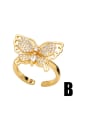 thumb Brass Cubic Zirconia Butterfly Flower Vintage Band Ring 2