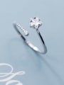 thumb 925 Sterling Silver Cubic Zirconia  Flower Minimalist Free Size Ring 2