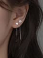 thumb 925 Sterling Silver Rhinestone Tassel Minimalist Threader Earring 1