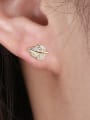 thumb 925 Sterling Silver Cubic Zirconia Leaf Minimalist Stud Earring 1