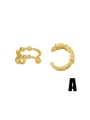 thumb Brass Cubic Zirconia Clover Hip Hop Clip Earring 1