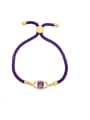 thumb Brass Cubic Zirconia Weave Evil Eye  Trend Adjustable Bracelet 1