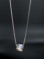 thumb 925 Sterling Silver Synthetic Crystal Square Minimalist Necklace 0
