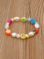 thumb Freshwater Pearl Multi Color Smiley Bohemia Stretch Bracelet 0