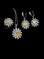 thumb Brass Cubic Zirconia Luxury Flower  Earring Ring and Necklace Set 4