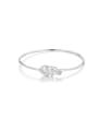 thumb 925 Sterling Silver Cubic Zirconia Heart Dainty Band Bangle 0