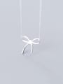 thumb 925 sterling silver simple smooth Bow Pendant Necklace 3