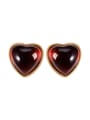 thumb 925 Sterling Silver Garnet Heart Minimalist Stud Earring 3