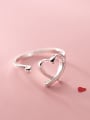 thumb 925 Sterling Silver Hollow Line Heart Minimalist Band Ring 2