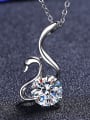 thumb Sterling Silver Moissanite Swan Dainty Pendant Necklace 0