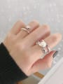 thumb S925 Sterling Silver Irregular Line Double Layer Micro Setting Pearl Free Size Ring 3