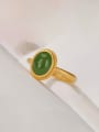 thumb 925 Sterling Silver Jade Round Vintage Band Ring 2