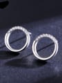 thumb 925 Sterling Silver Cubic Zirconia Round Minimalist Stud Earring 3