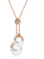 thumb Copper Imitation Pearl Ball Pendant  Minimalist Necklace 0