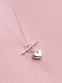 thumb 925 Sterling Silver Heart Minimalist Lariat Necklace 0