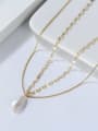 thumb 925 Sterling Silver Freshwater Pearl Geometric Hip Hop Multi Strand Necklace 3
