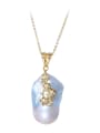 thumb Brass Freshwater Pearl Irregular Vintage Necklace(No Chain) 0