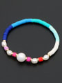 thumb Freshwater Pearl Multi Color Polymer Clay Round Bohemia Stretch Bracelet 1