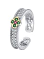 thumb 925 Sterling Silver Cubic Zirconia Flower Classic Band Ring 4