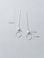 thumb 925 sterling silver imitation pearl  geometric minimalist threader earring 3
