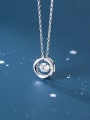thumb 925 Sterling Silver Cubic Zirconia Simple hollow round pendant  Necklace 2