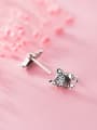 thumb 925 Sterling Silver Mouse Vintage Stud Earring 2