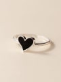 thumb 925 Sterling Silver Enamel Heart Minimalist Band Ring 2