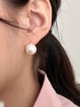 thumb 925 Sterling Silver Imitation Pearl Round Vintage Huggie Earring 1