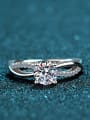 thumb Sterling Silver Moissanite White round Dainty Engagement Rings 2