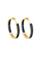 thumb Brass Cubic Zirconia Geometric Minimalist Hoop Earring 2