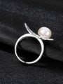 thumb 925 Sterling Silver Freshwater Pearl White Leaf Trend Band Ring 3