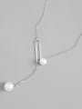 thumb S925 pure silver simple temperament Shell Bead Long Necklace 0