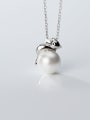 thumb 925 Sterling Silver Imitation Pearl  Cute Mouse   Pendant   Necklace 0