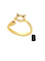 thumb Brass Cubic Zirconia Cat Vintage Band Ring 1