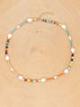 thumb Stainless steel Freshwater Pearl Multi Color Round Bohemia Beaded Necklace 0