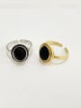 thumb 925 Sterling Silver With 18k Gold Plated Vintage Oval black Carnelian Solitaire Rings 0