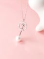 thumb 925 Sterling Silver Simple Diamond Ring Personalized Shell Bead Pendant Necklace 2