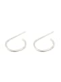thumb 925 Sterling Silver Smooth Round Minimalist Hoop Earring 0