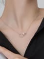 thumb 925 Sterling Silver Rhinestone Round Minimalist Necklace 1