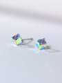 thumb 925 Sterling Silver Crystal Square Minimalist Stud Earring 2