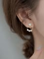 thumb 925 Sterling Silver Imitation Pearl Enamel Star Vintage Stud Earring 2