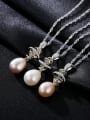 thumb 925 Sterling Silver Water Wave Chain Freshwater Pearl Pendant  Necklace 2