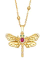 thumb Brass Cubic Zirconia animal Vintage Dragonfly Dog Pendant Necklace 2